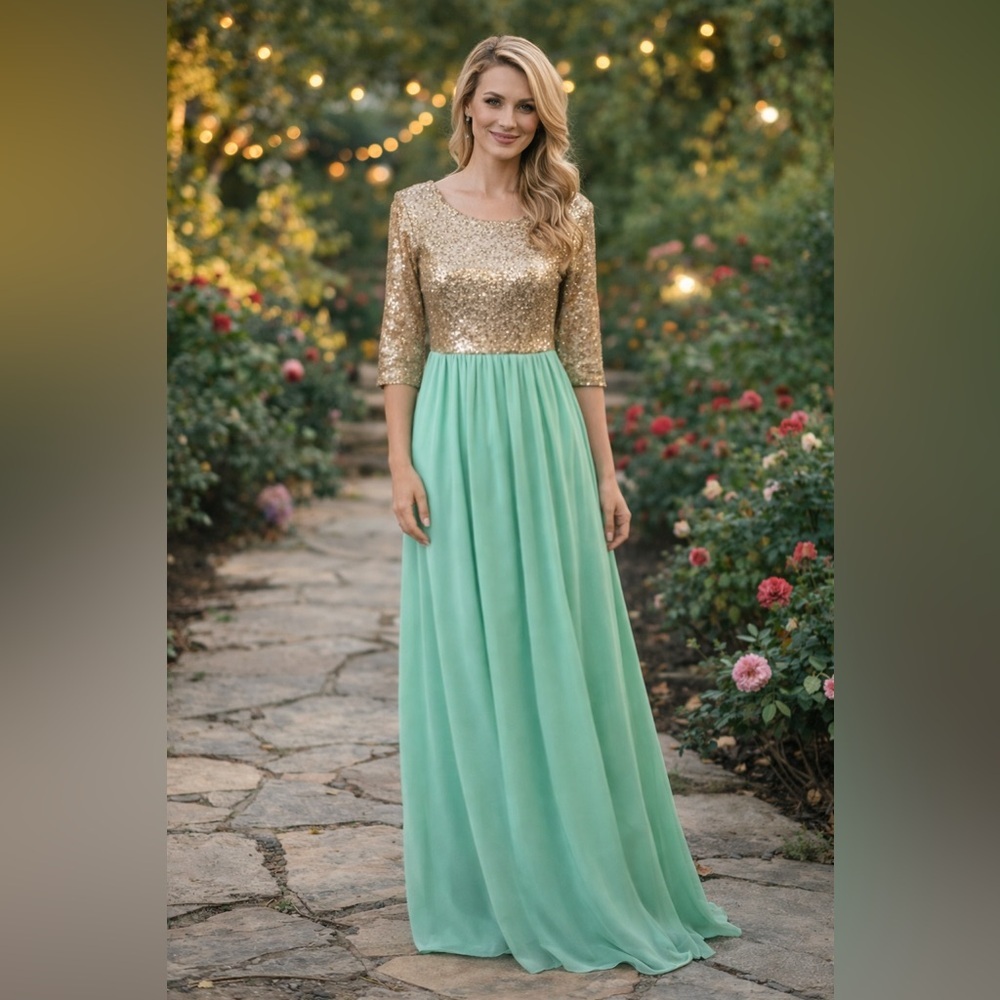 Red Clover Boutique Mint Green Sequin Formal Small